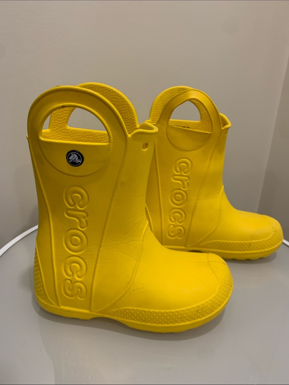💥2/$30💥CROCS Size 13 Kids Bright Yellow Handle Rain Boots